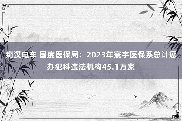 痴汉电车 国度医保局：2023年寰宇医保系总计惩办犯科违法机构45.1万家