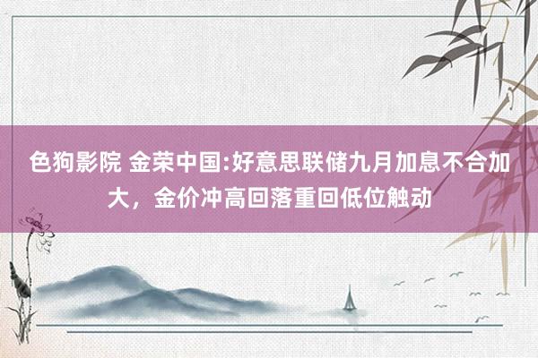 色狗影院 金荣中国:好意思联储九月加息不合加大，金价冲高回落重回低位触动