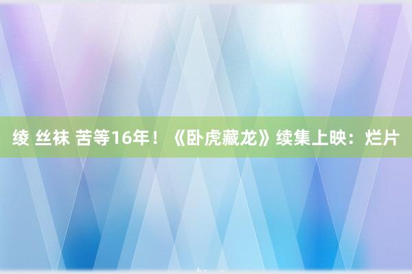 绫 丝袜 苦等16年！《卧虎藏龙》续集上映：烂片