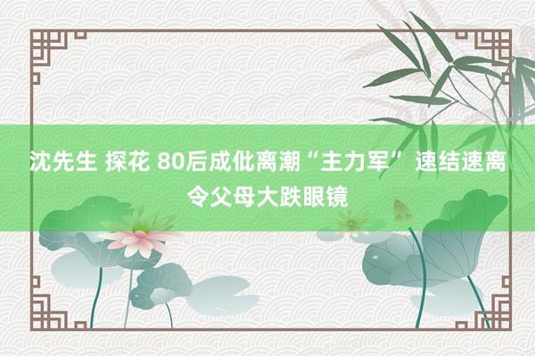 沈先生 探花 80后成仳离潮“主力军” 速结速离令父母大跌眼镜